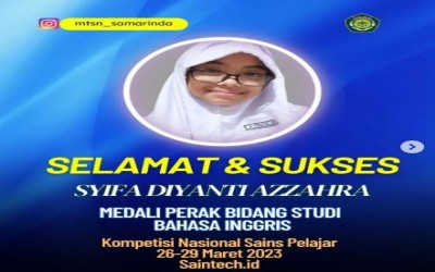 Syifa Diyanti Azzahra Raih Medali Perak Bidang Studi Bahasa Inggris Pada Kompetisi Nasional Sains Pelajar