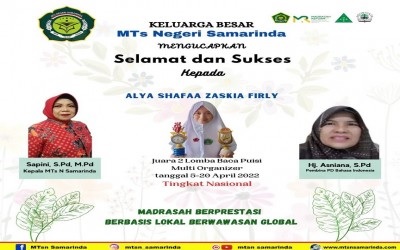 Siswi MTsN Samarinda Juara Dua Lomba Puisi Nasional Pada Multi Organizer Bekasi
