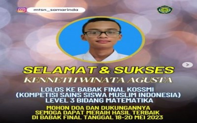 Kenneth Winata Agusta yang berhasil maju ke babak final Kompetisi Sains Siswa Muslim Indonesia